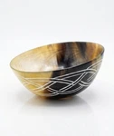 Hand Carved Natural Horn Bowl White Vines Design Viking Nors.... Fixed Price $31.45.