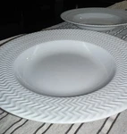 Pfaltzgraff Winston White Chevron Embossed 9" Rimmed Soup/pasta Bowls (set Of 2). Fixed Price $22.00.