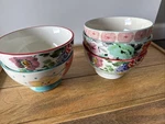 Pioneer Woman 6 Bowls Dots Floral Footed Cereal Soup Set Of 5. Fixed Price $25.42.