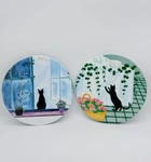 Mebel Italy Melamine Black Cat Kitten Round Footed Trivet Plate Set Of 2 Designs. Fixed Price $24.95.