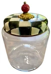 Mackenzie-childs Courtly Check Glass Canister 9 X8 Storage Kitchen. Fixed Price $115.00.