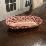 Temptations Old World Red Ovenware Lattice Design Ceramic Bread Basket 14.5. Fixed Price $22.99.