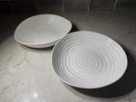 Portmeirion Sophie Conran White Pasta Bowls Set Of 2 Coupe Oval Ripple 8X9 Euc. Fixed Price $38.99.