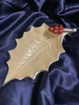 Julia Knight Holiday Christmas Winter Holly Sprig & Berries Bowl Dish Metal. Fixed Price $35.00.