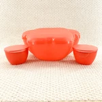 Tupperware Chip And Dip Salad Bowl 3 Piece Set Snack Appetizer Party Tray Red. Fixed Price $29.90.