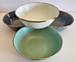 Set Of 4 Barebones Living Enamelware Speckled Bowls 6.75" X 2.75". Fixed Price $39.00.