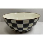 Mackenzie-childs Courtly Check Enamel Everyday Bowl Large 10.5" Black White Gold. Fixed Price $90.00.