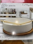 Le Regalo Stoneware Salad Server Set With Honeycomb Design. Fixed Price $12.00.