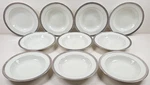 10) Mikasa Palatial Platinum Rim Soup Bowls Set Elegant White Serving Dishes Lot. Fixed Price $119.67.