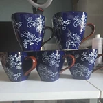 5 Temp-tations Blue Floral Lace Mug Square 12 Oz Coffee Cup Temptations By Tara. Fixed Price $35.00.