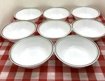 Set Of (8) Corning Corelle Black Orchid 6 1/4" Cereal Bowls Green Lines. Fixed Price $28.00.