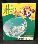 Four Luminarc Salad Bowls 4.5" St. Malo Footed France 1994 Retired Party Patio. Fixed Price $15.95.