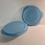 Tupperware Set Of 2 #5453A-1 Blue Expandable Bowls With Lids (4 Cups) Usa. Fixed Price $16.25.
