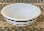 Vtg Pyrex Tableware By Corning 1 5/8" Cereal Bowl Green Stripe On White Usa. Fixed Price $7.00.