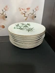 Aichi AIC25 China Bowls White Bamboo Gold Trim 7.5 Dia Occupied Japan G0198. Fixed Price $90.00.
