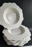 Anthropologie Textured Floral Bowls 6 White Fish Scale Nautical Boho Sea. Fixed Price $50.00.