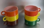Vintage Lot Of 6 Retro Colors Stackable Glasbake J-2711 Soup Bowl/mug Usa Made. Fixed Price $40.25.