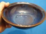 3 Denby Stoneware DEN1 Pattern Cereal Bowls Cobalt Blue Brown Rim 6 1/4" Dia. Fixed Price $28.99.