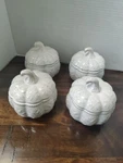Temp-tations Old World Pumpkin Soup Bowls With Lid 12OZ Nos White (4) Nib. Fixed Price $89.99.