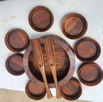 Jens Quistgaard Dansk Ihq Staved Teak Mcm Wood Salad Bowl & Tongs Set Denmark. Fixed Price $129.00.