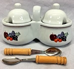 Houston Harvest Double Jam /jelly Jar Set #1812FY05 W/spoons & Lids Vintage. Fixed Price $15.99.