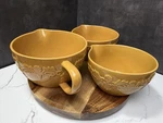 3 Temptations Nesting Mixing Batter Bowls Pour Spout Gold Country Lace By Tara. Fixed Price $32.99.