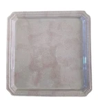 Home Beige Square Platter 11" X Tan Pink Taupe Monogram Decor Serve Kitchen. Fixed Price $30.00.