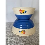Vintage Universal Pottery Mixing Blue Floral Pattern Nesting Bowls 2. Fixed Price $40.00.