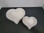 Loan 2 Heart Shape Nesting Bowls White Ceramic Blue Sponged Trim Jay Imports. Fixed Price $12.00.