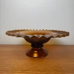 Taste Of Home Amber Glass Footed Candy Dish Ruffled Edge. Fixed Price $15.60.
