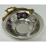 Leeber Elegance Hammered Stainless Bowl W/ Gold Tone Branch, Catchall. Fixed Price $24.00.