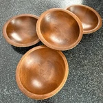 Vintage Bowls Set 4 Woodcroftery Made America Usa Wooden Oval Mcm. Fixed Price $32.99.