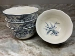 222 Fifth Adelaide Blue Soup, Cereal Bowl Set Of 4 Floral Design Bird Inside New. Fixed Price $56.99.