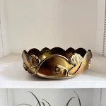 Vintage Antique Hammered Applied Brass Lotus Flower Art Nouveau Deco Copper Bowl. Fixed Price $80.00.
