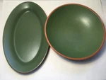 Wsp Casa Verde Terra Cotta Lg Oval Platter 18" X 11.5 & 14" Pasta Serving Bowl. Fixed Price $68.00.