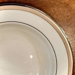 2 Lenox Onyx Frost Rim Soup/pasta Bowls White Taupe Platinum 9 3/8 Retired. Fixed Price $44.00.