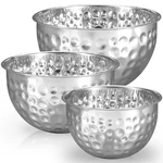 Hammered Finish Mixing Bowls, 3PCS Stainless Steel Set, Size 6.5,.... Fixed Price $28.39.