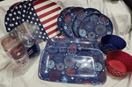 Set Of 16 Kohls Celebrate Together Americana Fireworks Plates Cups Trays. Fixed Price $60.00.