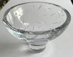 Nambe Rare 9" Heavy Lead Crystal Clear Glass Large Etched Cut Leaves Bowl Signed. Fixed Price $64.99.