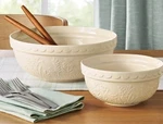 Members Mark Two (2) Piece Floral Ceramic Prep Serve Bowls Ivory Cream. Fixed Price $48.00.