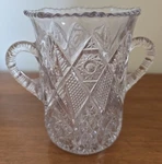 Antiq Eap "hobstar" Us Glass Crystal Cut Sawtooth Two-handled Celery Vase C1915. Fixed Price $24.95.