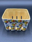 Anthropologie Floral Ceramic Berry Basket Yellow Motif 2.5"X4"X4" New. Fixed Price $34.99.