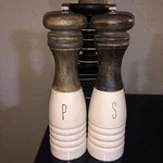 Mud Pie Farmhouse Wood & Enamel Salt Pepper Grinder / Mills. Fixed Price $22.00.