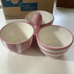 Pampered Chef Pink Bowl Trio Help Whip Cancer 3-PART Party Candy Condiment Dish. Fixed Price $16.00.