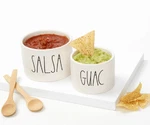 New Rae Dunn Guac/salsa Bowls With 2 Wooden Spoons Taco Night Limited Collab. Fixed Price $18.99.