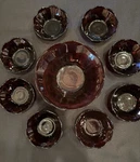 Anchor Hocking Ruby Red Scalloped Edge Berry Fruit Dessert Bowl Set 9 Pc. Estate. Fixed Price $38.00.