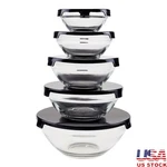10 Piece Glass Mixing Bowls Set W/ Lids Ideal Food Storage Prep Serving New. Fixed Price $37.03.