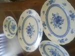 4 Pc Mikasa Rosalie Japan L9079 Serving Platters Blue Floral Veggie Bowl. Fixed Price $69.00.