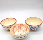 Creative Co-op Set Of 3 Colorful 6" Decorative Ceramic Soup Cereal Bowls. Fixed Price $12.00.