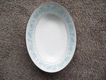 Noritake Milford Oval Serving Bowl 2227 Platinum Trim 9.75". Fixed Price $26.95.